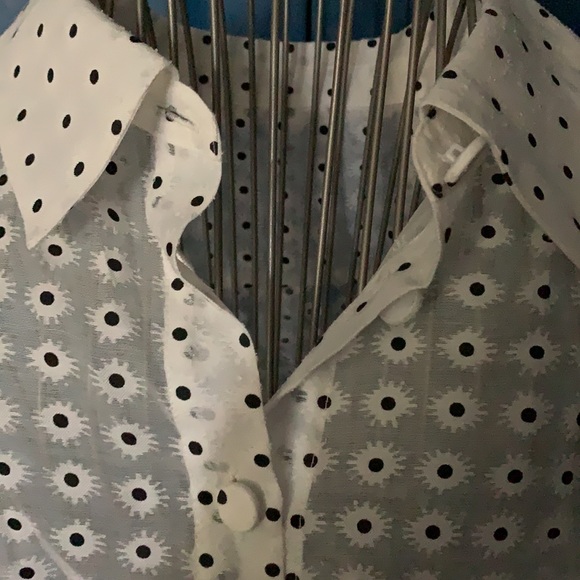 Mod Cloth White Blouse with black poke-a-dots - Picture 2 of 3